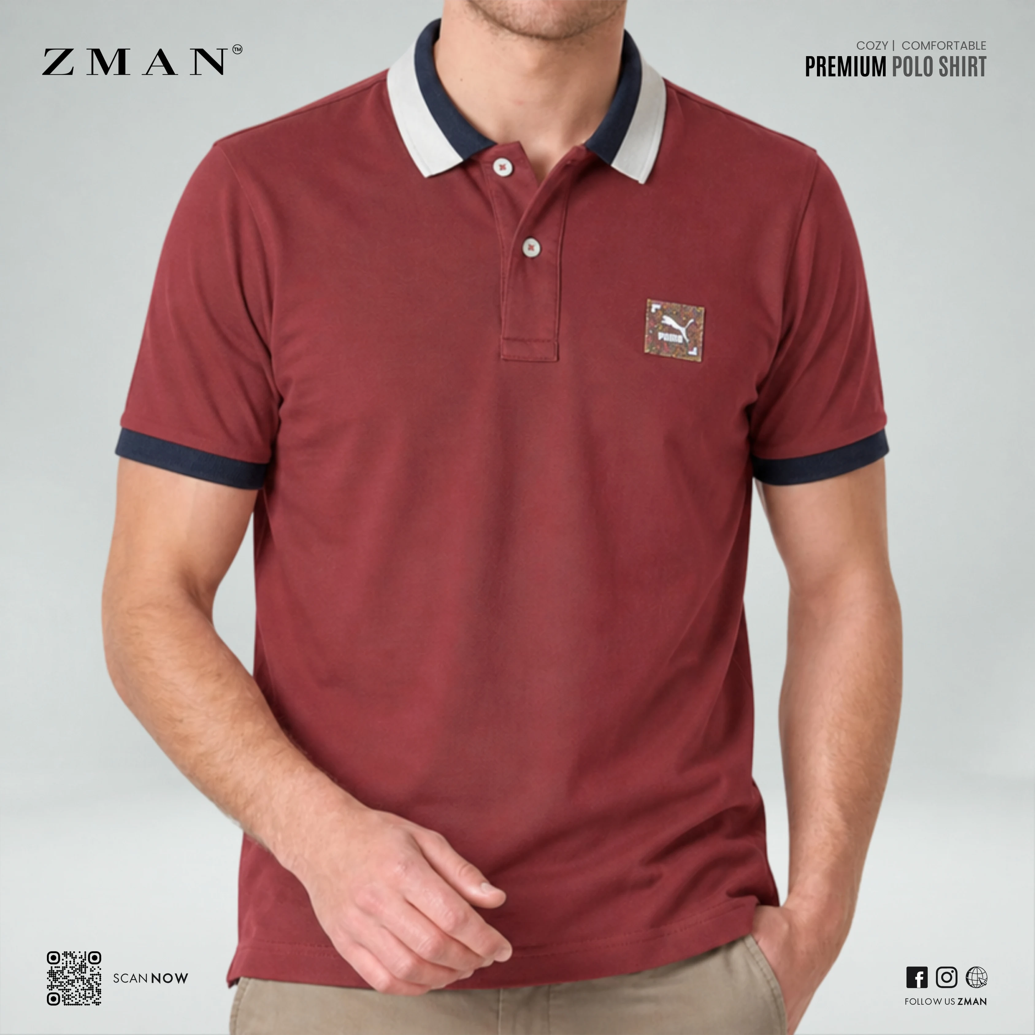 Puma Polo Shirt -dark reddish-brown